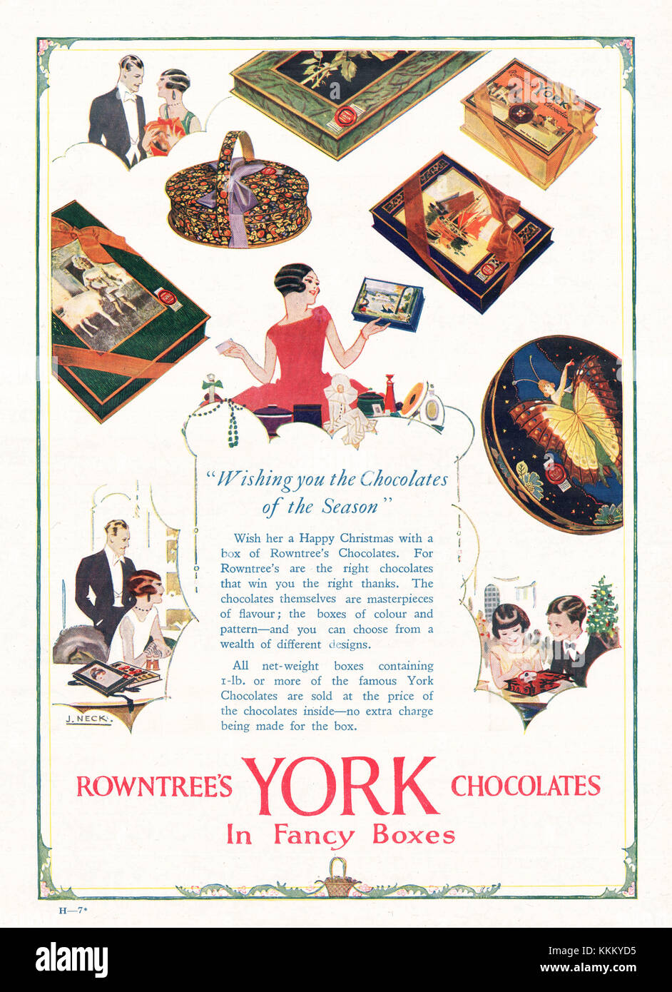1927 Großbritannien, das die Zeitschrift Rowntree York Pralinen Anzeige Stockfoto