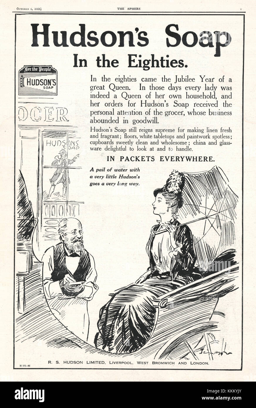 1923 Großbritannien, das die Zeitschrift Hudson Seife Advert Stockfoto