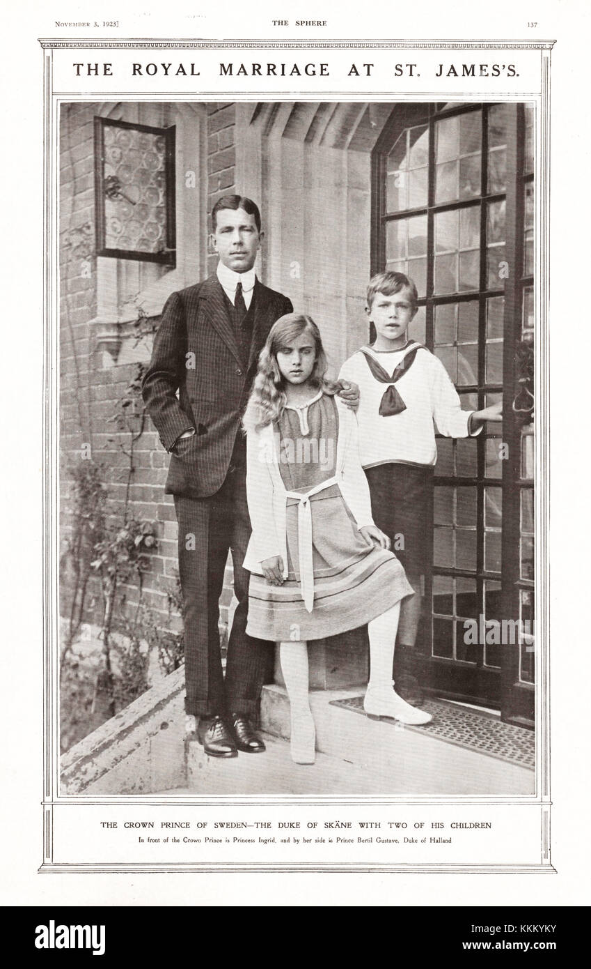1923 Die Ehe von Frau Louise Mountbatten Kronprinz Gustav Adolf von Schweden Stockfoto
