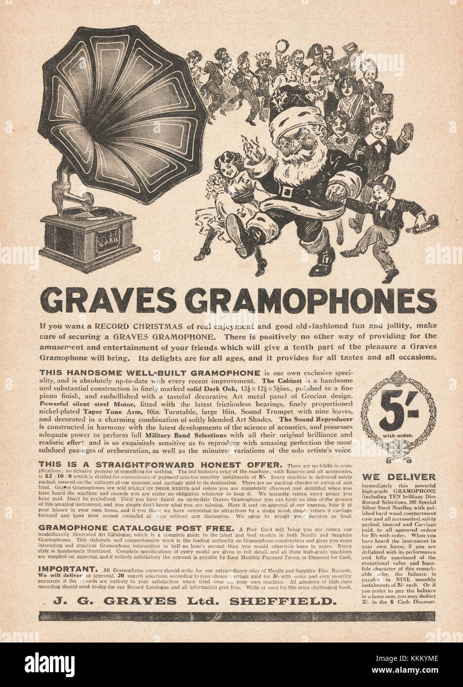 1911 UK Magazin Gräber Gramaphone Advert Stockfoto