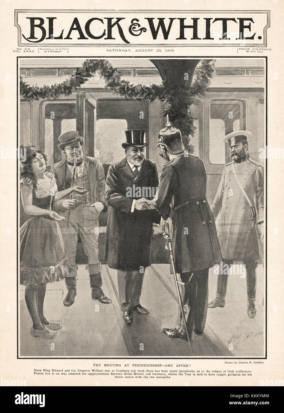 1906 Schwarz & Weiß König Edward VII erfüllt Friedrichshof Kaiser Wilhelm I. Stockfoto