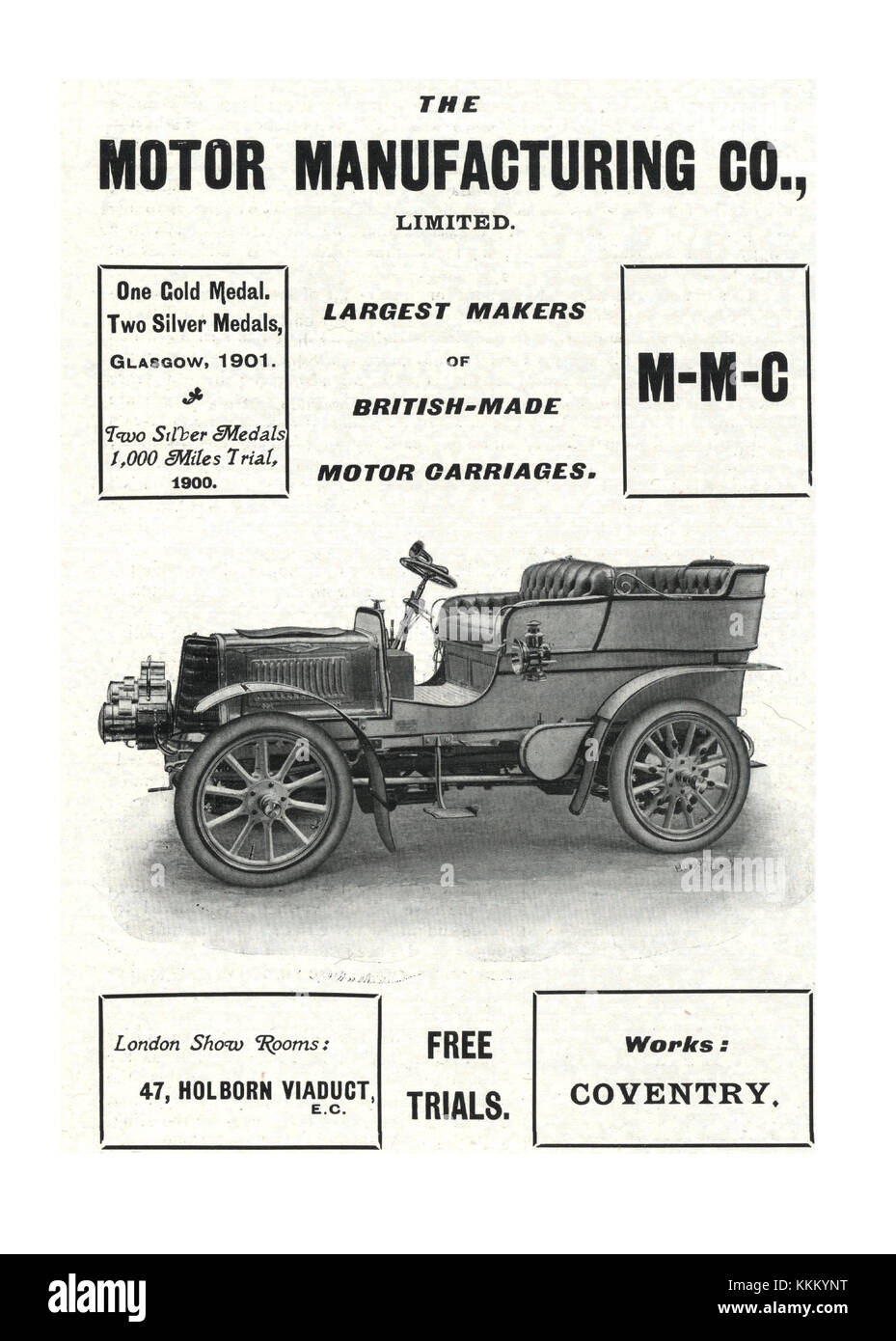 1902 UK Magazin Motor Manufacturing Company Anzeige Stockfoto