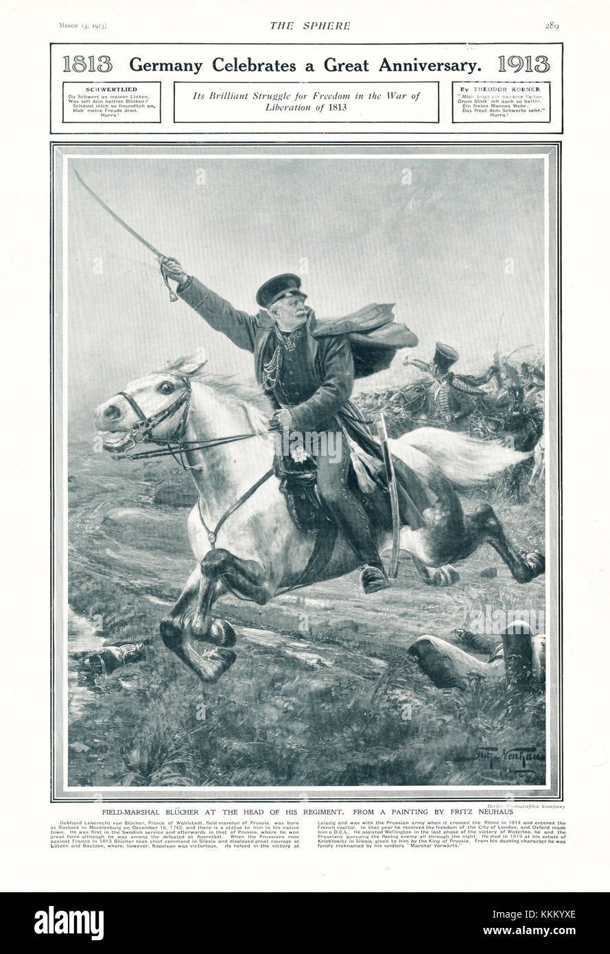 1913 Die Sphäre Feldmarschall Blücher aufladen an der Spitze seines Regiments Stockfoto