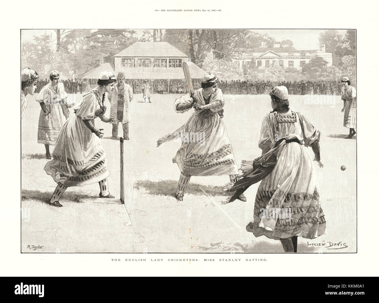 1890 Illustrated London News Original englische Dame Cricketers Stockfoto