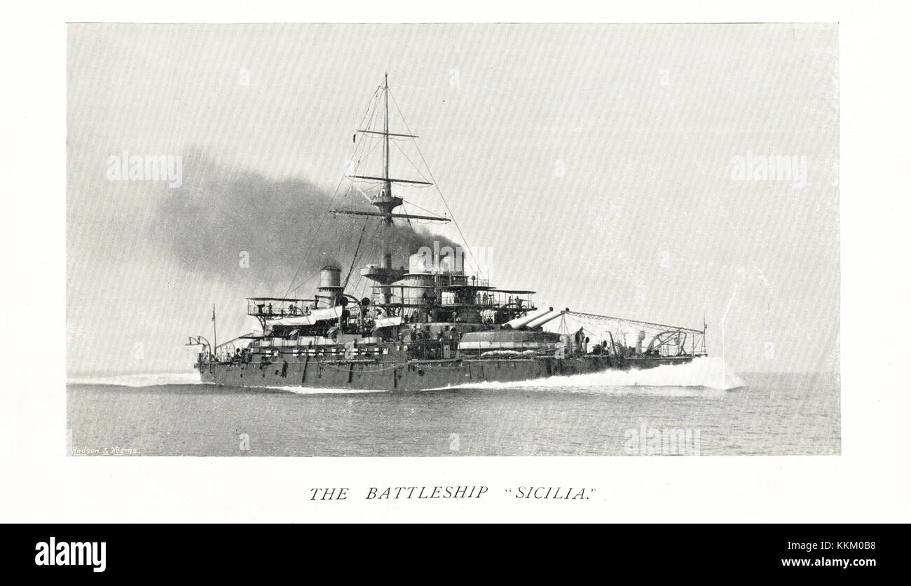 1897 Italienische Schlachtschiff Sicilia Stockfoto