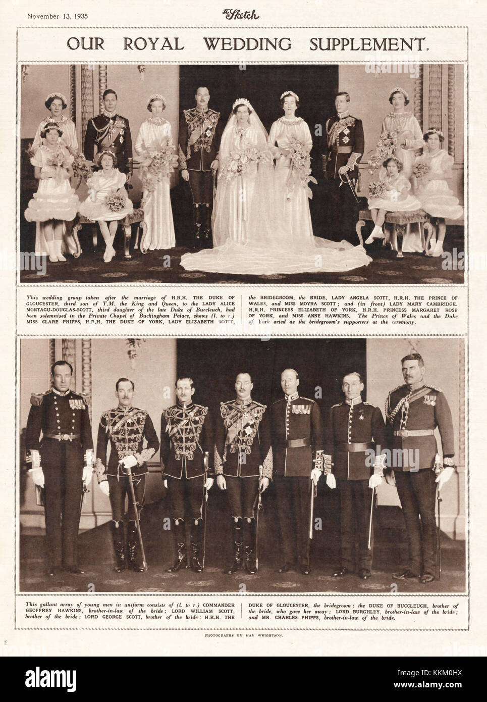 1935 Die Skizze Hochzeit der Herzog von Gloucester Stockfoto