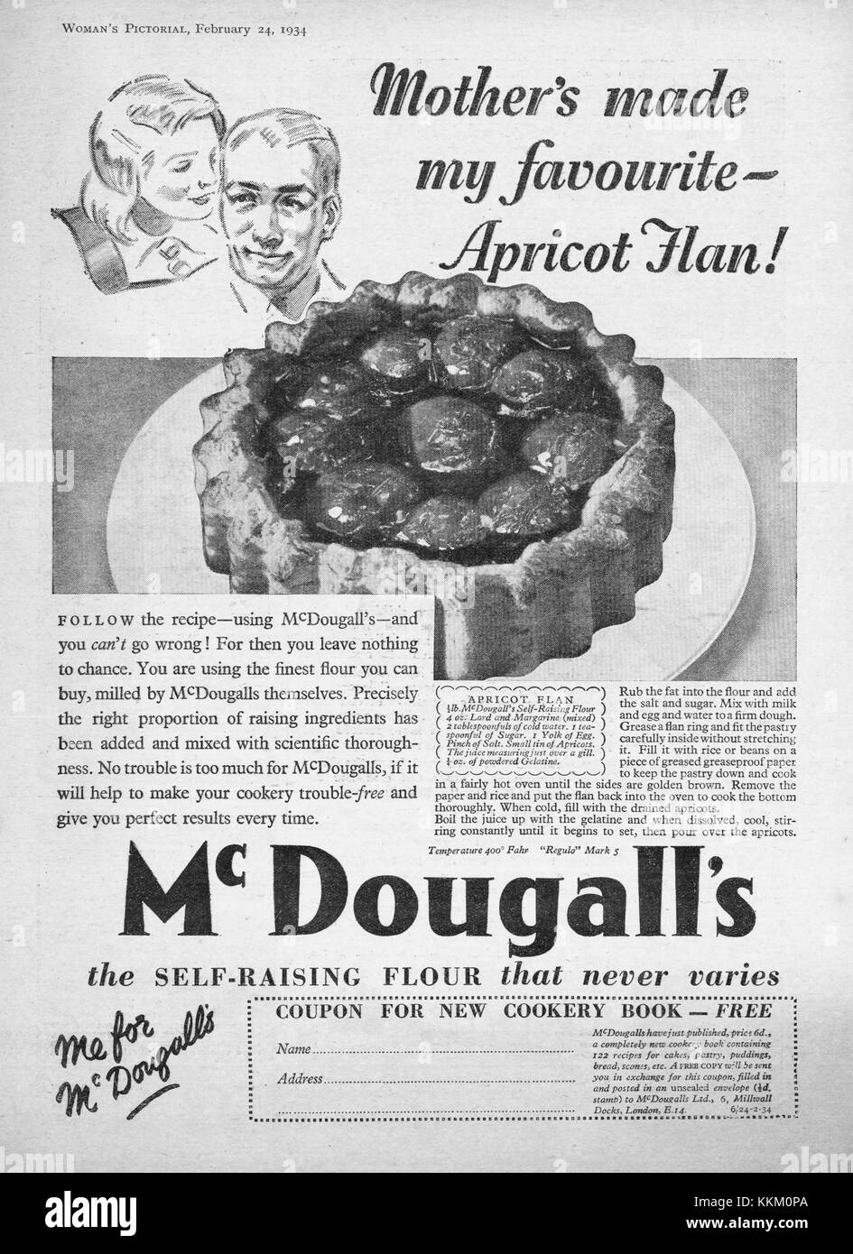 1934 Großbritannien, das die Zeitschrift McDougall Mehl Advert Stockfoto