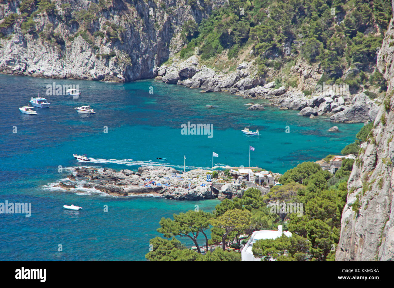 Capri, Italien, Mittelmeer, Europa, Garten des Augustus, Meerblick ab Stockfoto