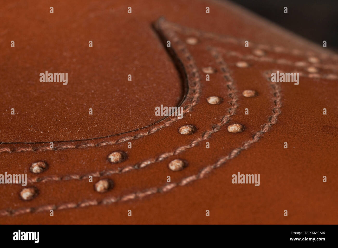 Leder Schuh, handgefertigte, Nahaufnahme, Naht, close-up Stockfoto