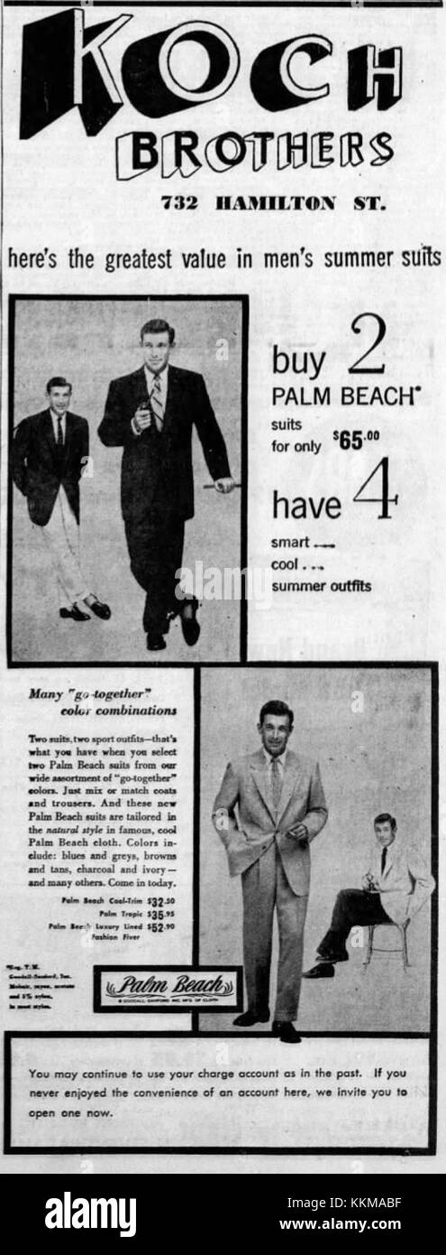 1955 - Koch Brothers Ad - 12. Mai MC - Allentown PA Stockfoto