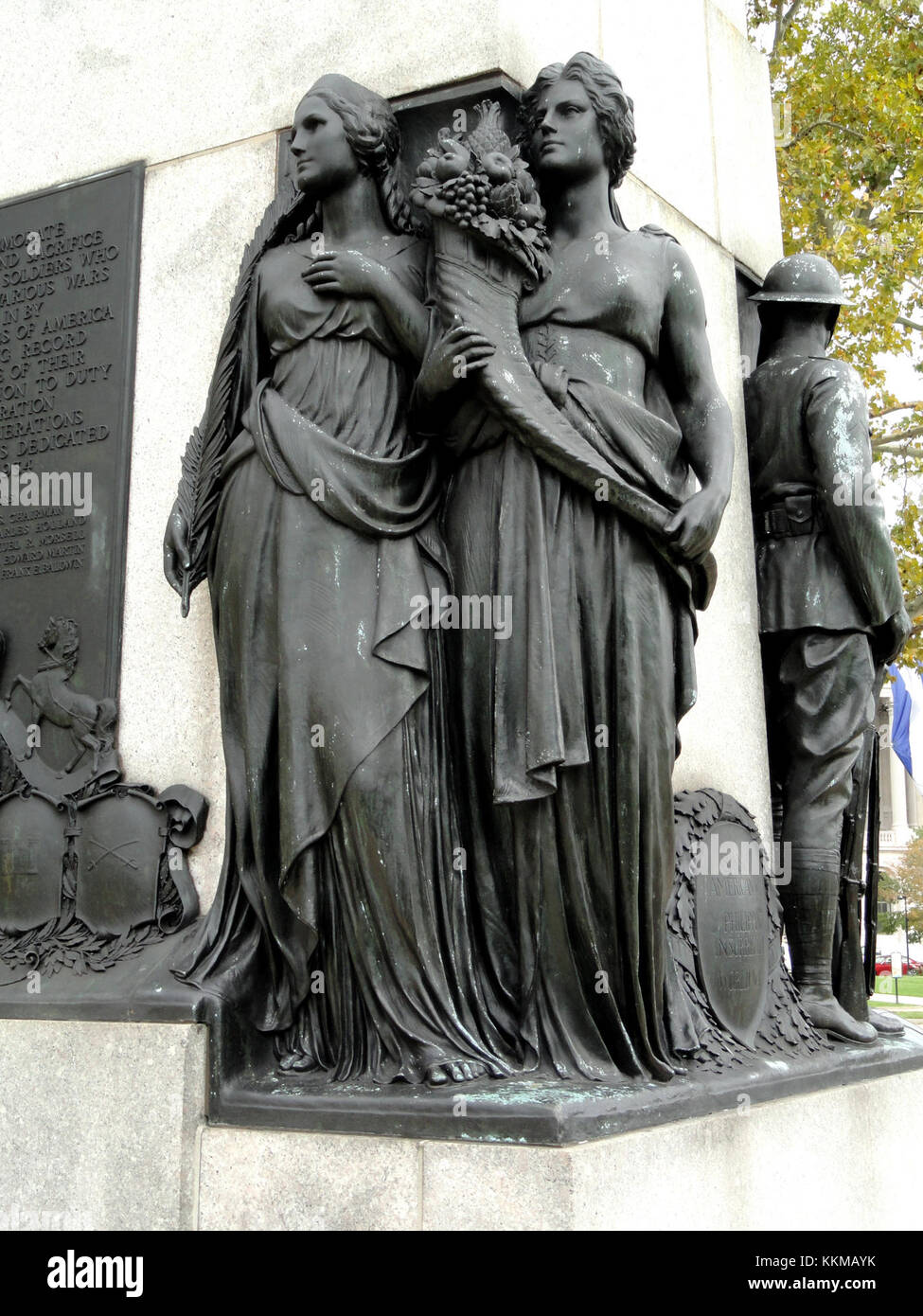 Das All Wars Memorial für farbige Soldaten und Seeleute in Philadelphia erinnert an die Beiträge afroamerikanischer Soldaten und Seeleute in verschiedenen Kriegen. Es ist eine Hommage an ihre Dienste und Opfer in der Geschichte der USA. Stockfoto