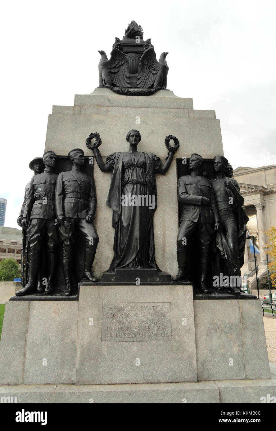 Das All Wars Memorial für farbige Soldaten und Seeleute in Philadelphia ehrt die afroamerikanischen Männer, die während verschiedener Konflikte im Laufe der Geschichte im US-Militär gedient haben. Stockfoto