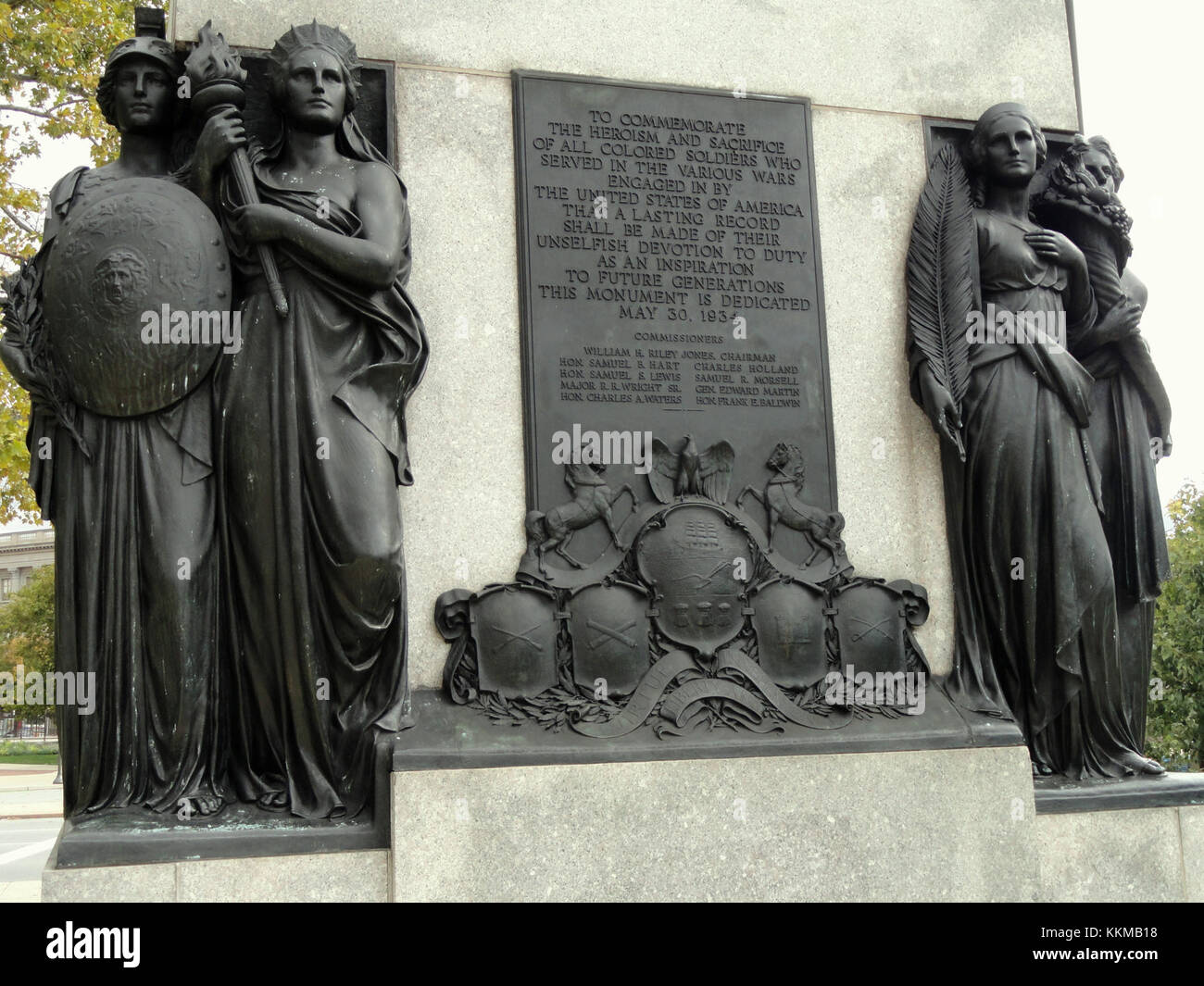 Das All Wars Memorial für farbige Soldaten und Seeleute in Philadelphia erinnert an afroamerikanische Soldaten, die in verschiedenen Kriegen gedient haben. Die Gedenkstätte ehrt ihre Beiträge und Opfer in der amerikanischen Geschichte. Stockfoto