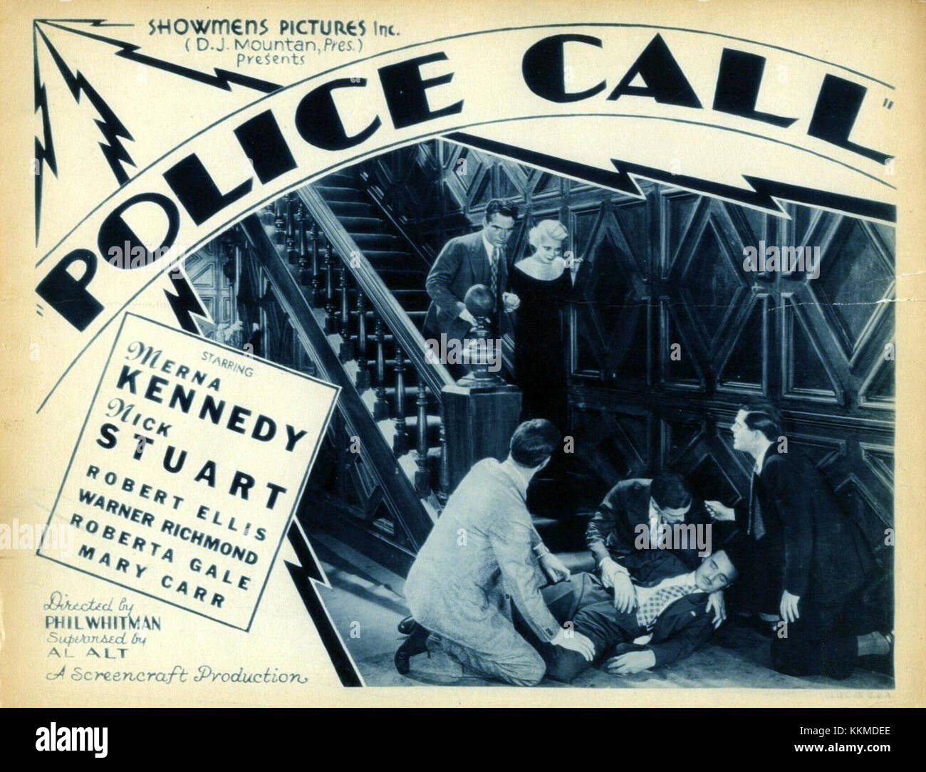 Eine Werbefoyer-Karte für die Fernsehserie „Police Call“, ein deutsches Kriminaldrama, das von 1971 bis 1989 ausgestrahlt wurde. Die Serie war bekannt für ihre realistische Darstellung der Polizeiarbeit in der DDR. Stockfoto