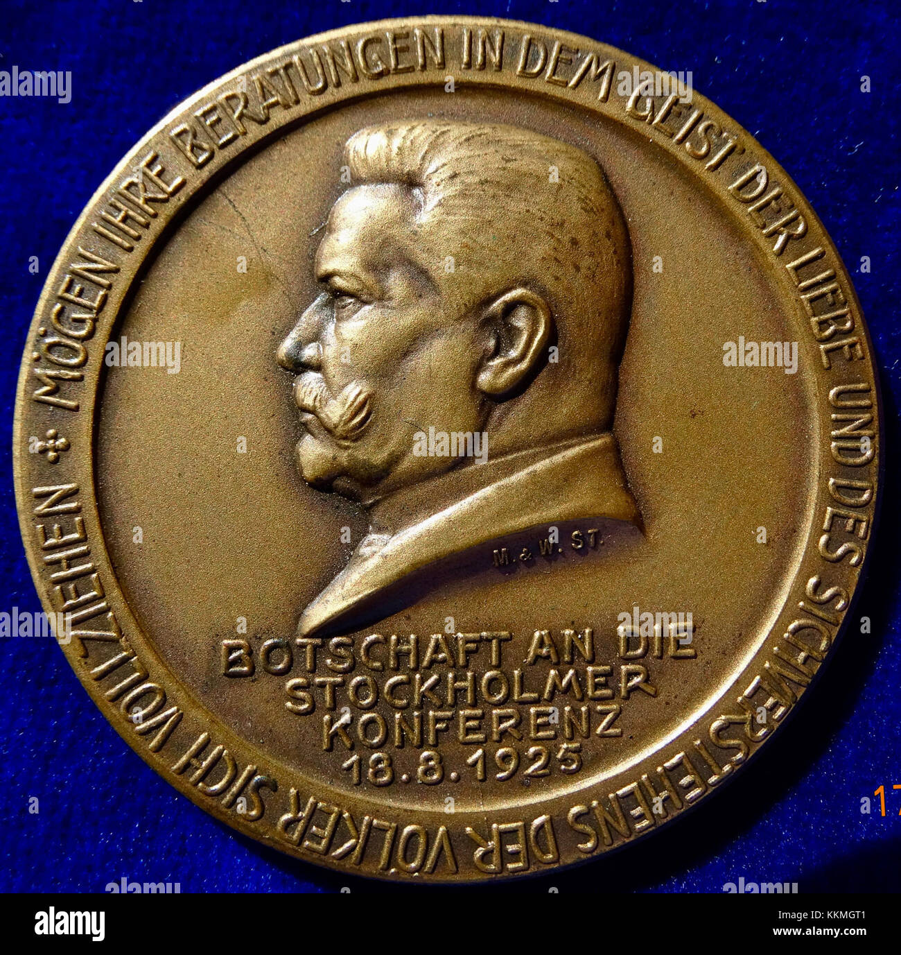 Deutsche Medaille 1925, Eröffnung der Stockholm Universal Christian Conference in Schweden, Vorderseite Stockfoto