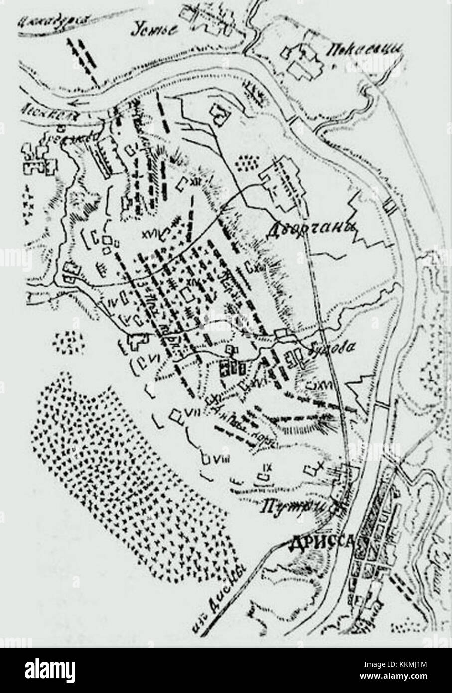 Дрисский укрепленный лагерь EINE Karte der russischen Armee Drissa Camp (1812) Stockfoto
