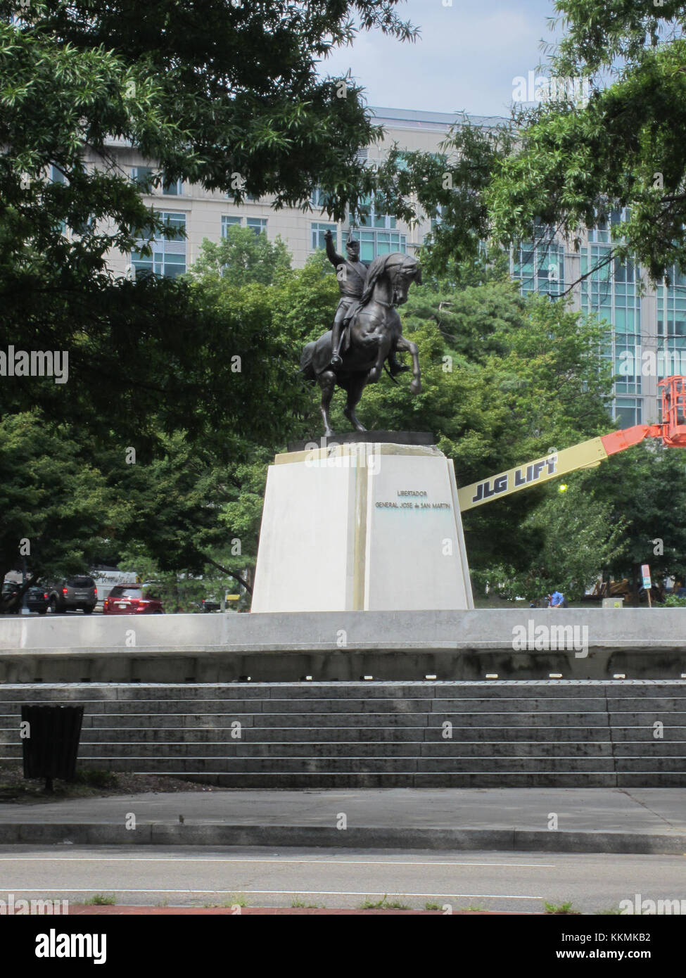 Das General Jose de San Martin Memorial in Washington, D.C. ehrt den argentinischen Revolutionsführer. Diese Statue erinnert an seine Beiträge zur Unabhängigkeit einiger südamerikanischer Nationen. Stockfoto