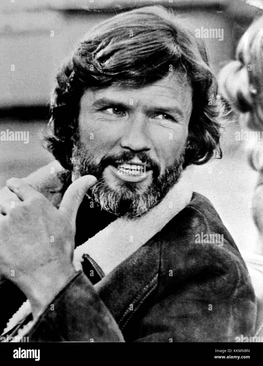 Dieses Bild zeigt ein Foto, das mit einer Olympus-Digitalkamera von Kris Kristofferson, einem amerikanischen Singer-Songwriter, während seines Karrieregipfels in den späten 1970er Jahren aufgenommen wurde Stockfoto