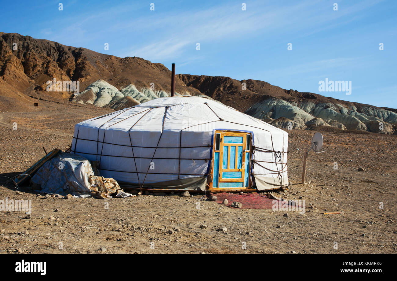 traditionellen Behausung der mongolischen Nomaden Jurte, ein sicherer Hafen in einem rauen Klima Stockfoto