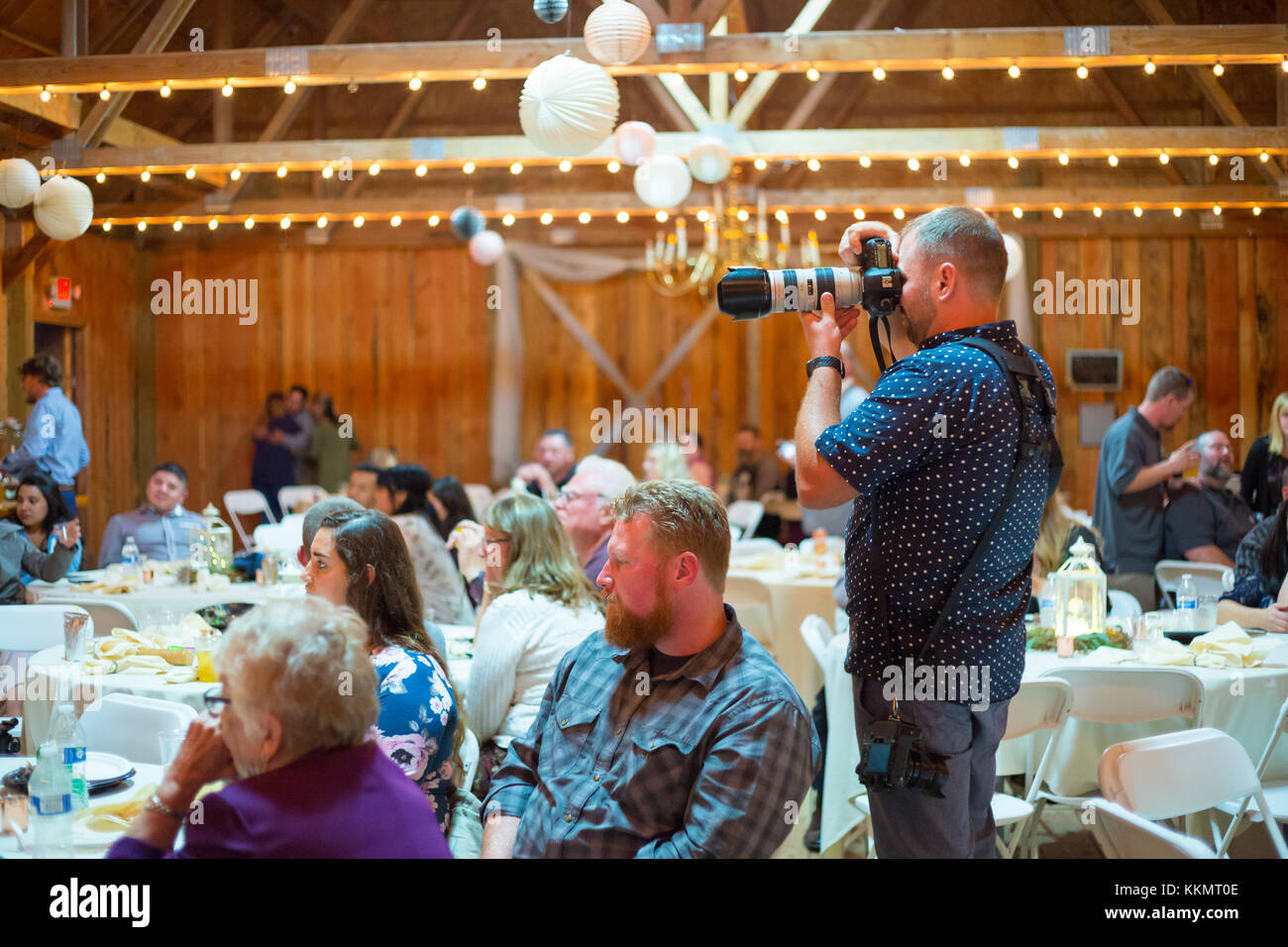 Hochzeit Fotograf an der Rezeption Stockfoto