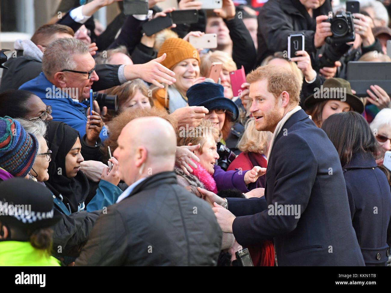 Prinz Harry an der Nottingham Zeitgenössische in Nottingham, Terrence Higgins Trust Welt-AIDS-Tag liebe Messe auf ihrem ersten offiziellen Engagement zusammen zu besuchen. Stockfoto