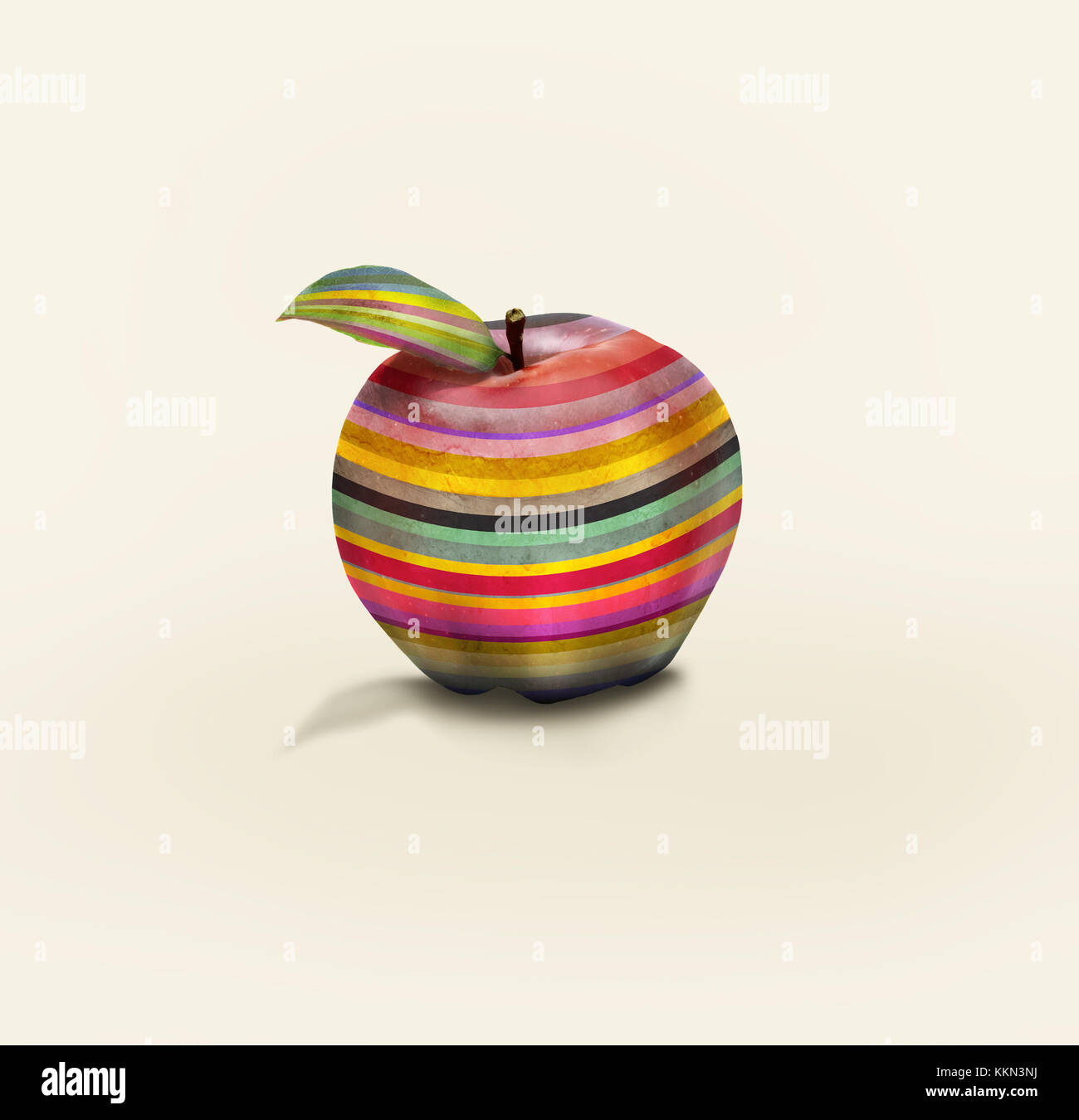 Ein Apfel in horizontalen Streifen isoliert Stockfoto