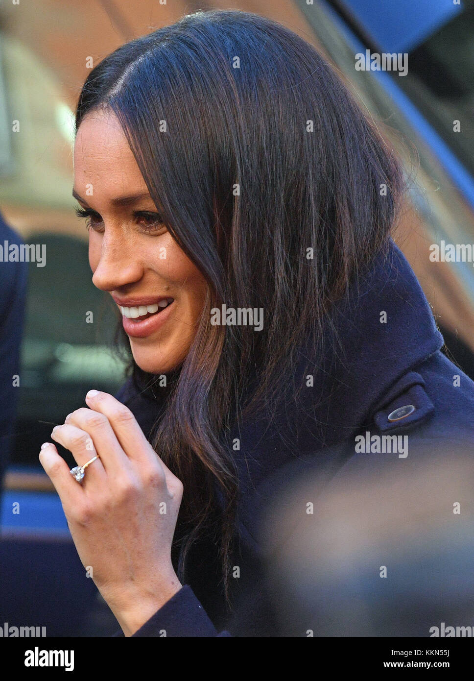 Meghan Markle Verlassen des Zeitgenössischen in Nottingham, Nottingham, nach der Teilnahme an einer Terrence Higgins Trust Welt-AIDS-Tag liebe Messe auf ihrem ersten offiziellen Engagement zusammen. Stockfoto