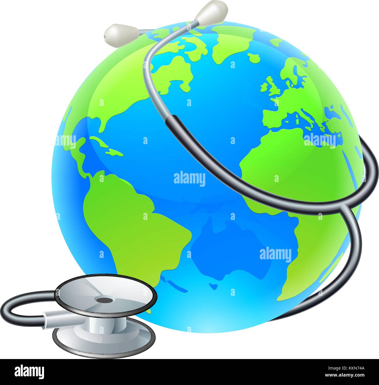 Globe Stethoscope Earth World Health Konzept Stock Vektor
