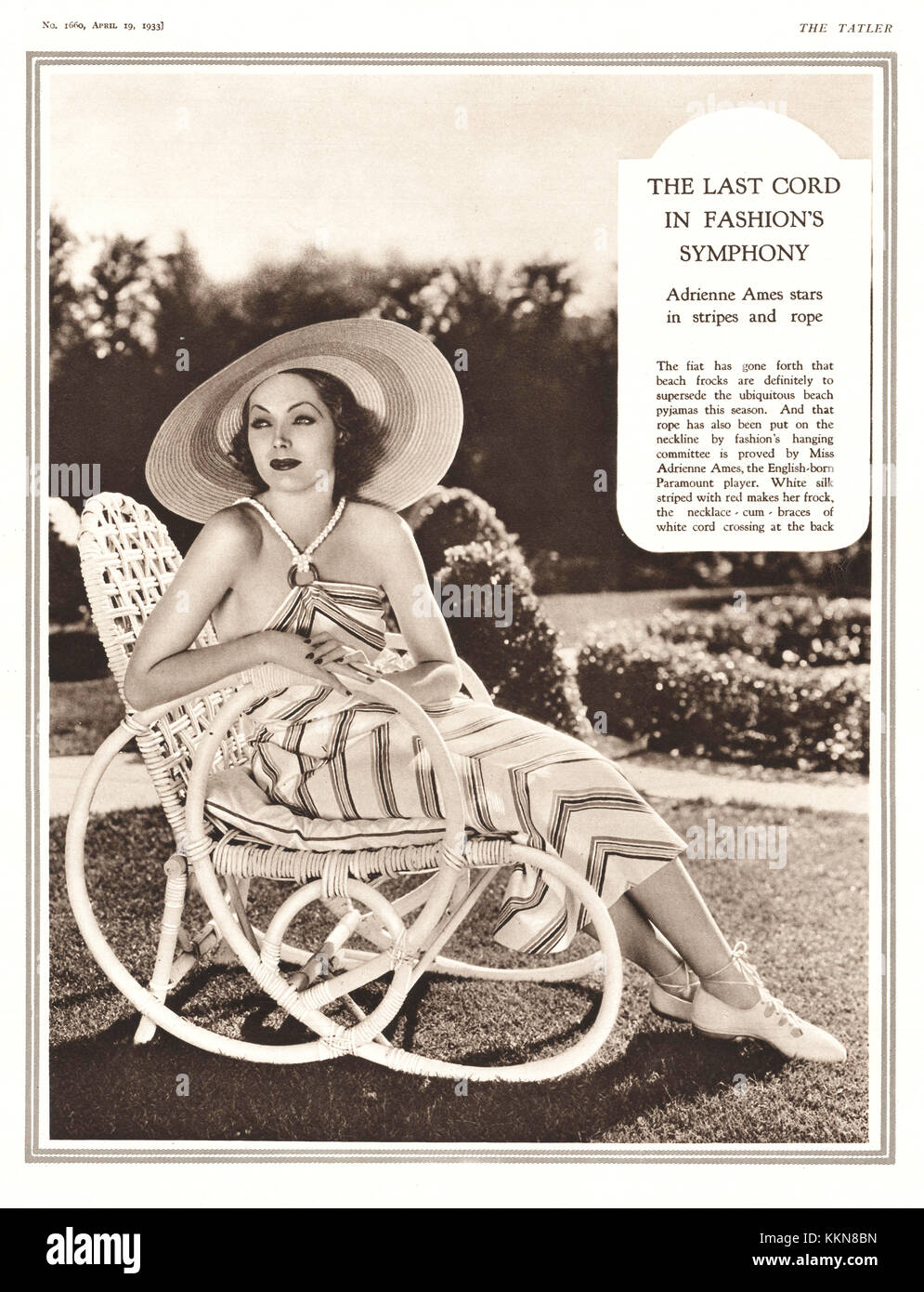 1933 Tatler Magazine Film Star Adrienne Ames Stockfoto