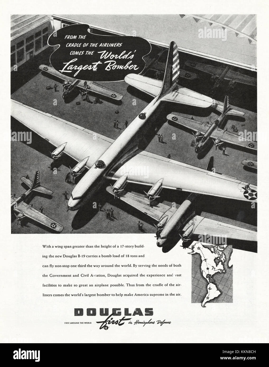 1941 US-Magazin Douglas B-19 Flugzeuge Anzeige Stockfoto