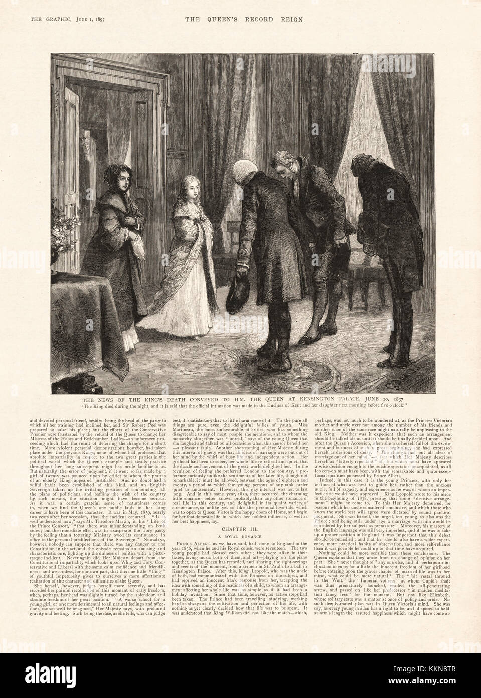 1897 Die Grafik Herr Conyngham & Erzbischof von Canterbury im Kensington Palace informiert Prinzessin Victoria ist sie Königin im Jahr 1837 Stockfoto