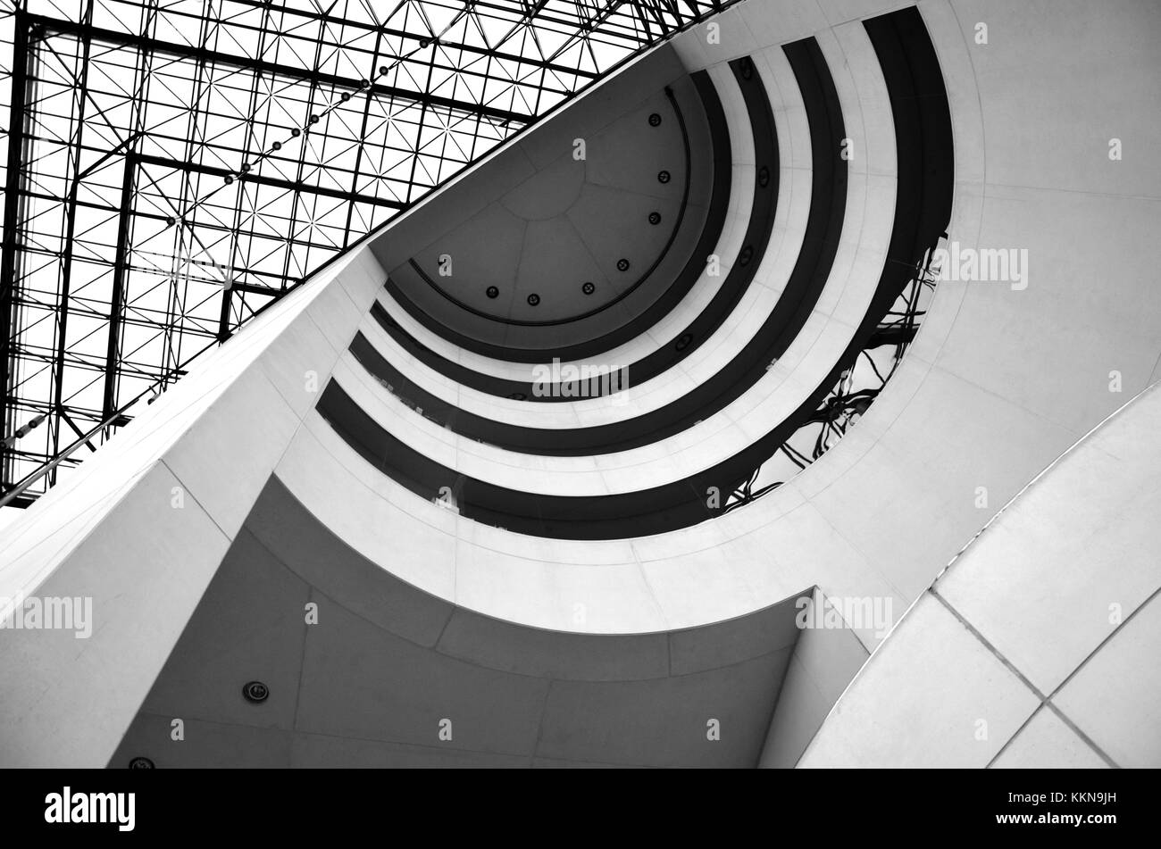 Eingang Treppe im Inneren des JFK Memorial Library und Museum, Boston, Massachusetts, USA Stockfoto