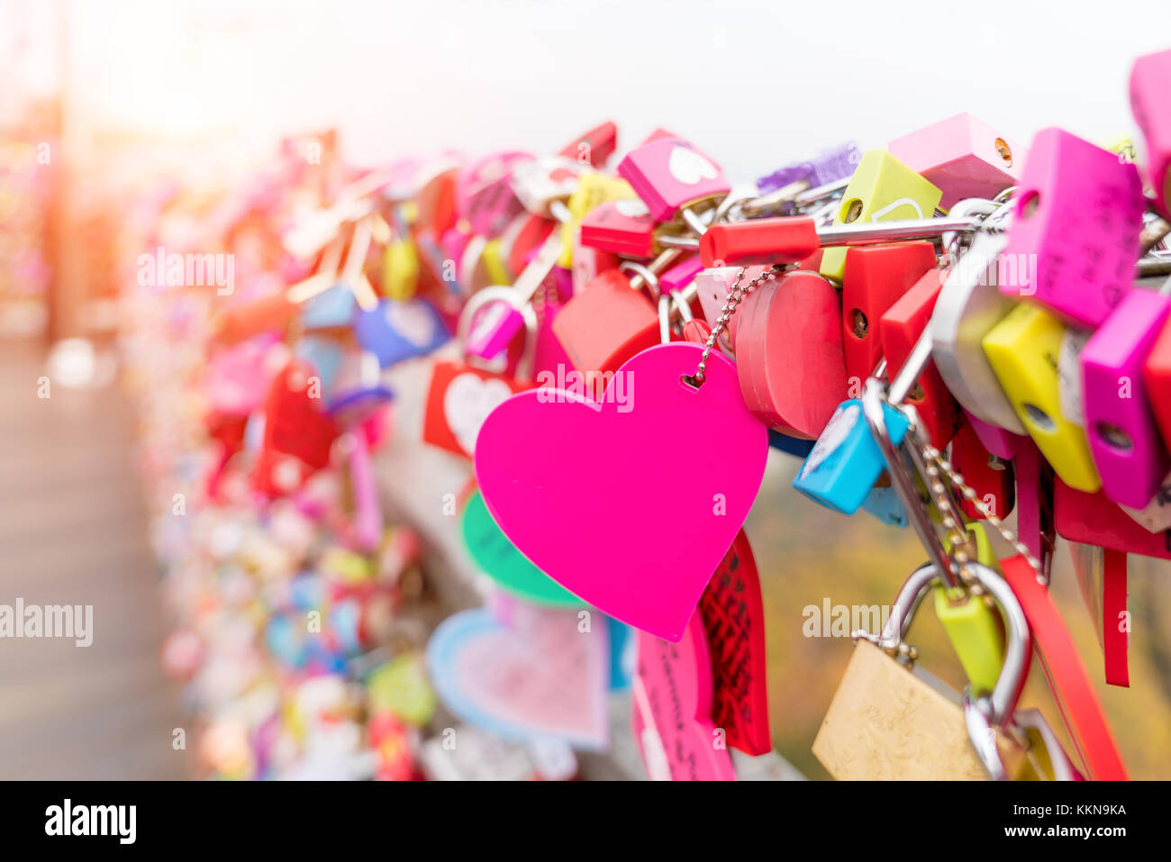 Die Liebe, um die Zeremonie an N Seoul Tower in Seoul, Korea. auf namsan Berg im Zentrum der Stadt Seoul entfernt. Stockfoto