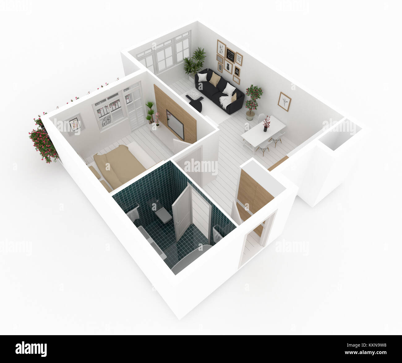 Plan der eingerichtet Startseite Ferienwohnung Stockfoto