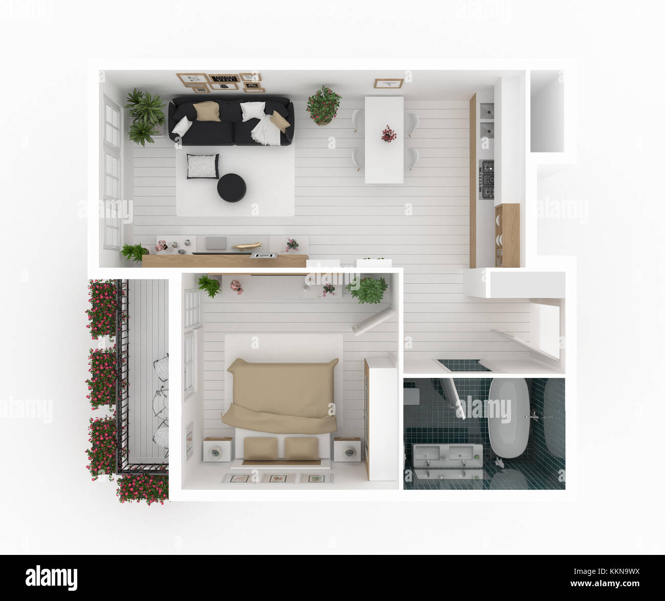 Plan der eingerichtet Startseite Ferienwohnung Stockfoto