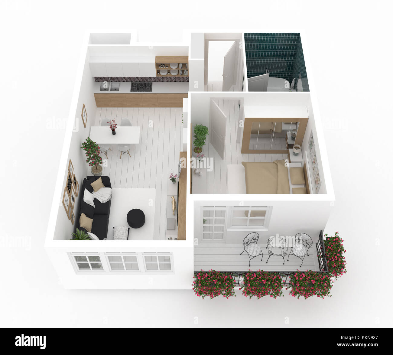 Plan der eingerichtet Startseite Ferienwohnung Stockfoto