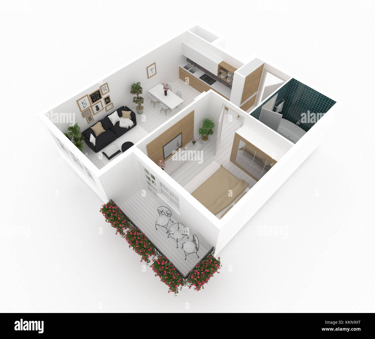 Plan der eingerichtet Startseite Ferienwohnung Stockfoto