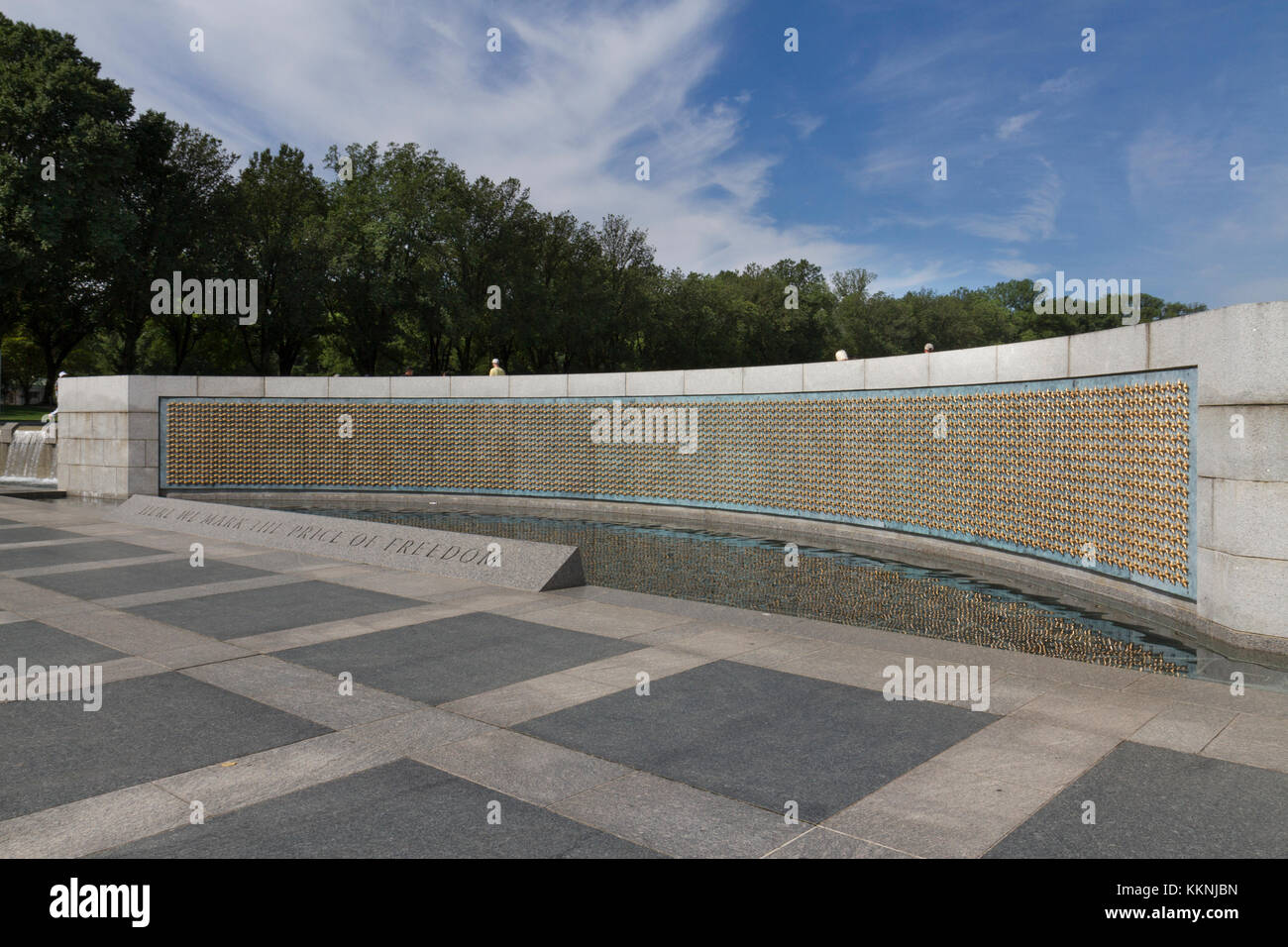Die Freiheit, Wand, National World War II Memorial, die National Mall, Washington DC, USA. Stockfoto