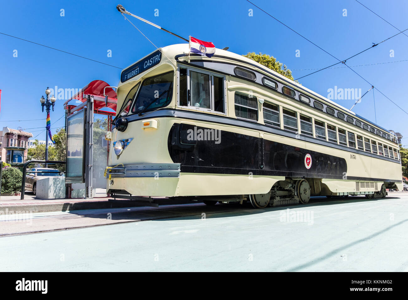 Historische Straßenbahn, trendigen Bezirk Castro, San Francisco, Kalifornien, USA Stockfoto