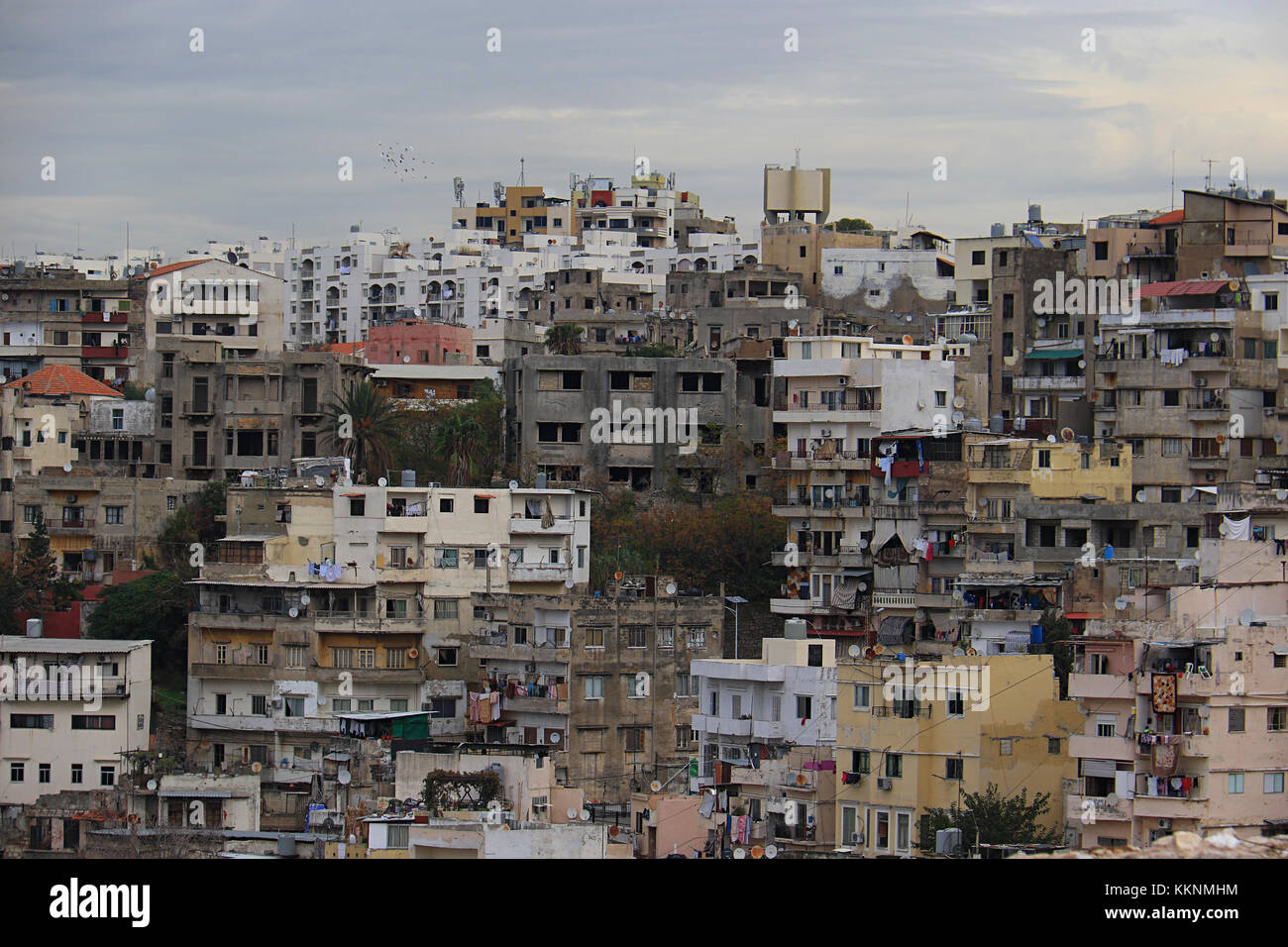 Einen Hintergrund von Gebäuden in Tripolis, im Libanon. Stockfoto