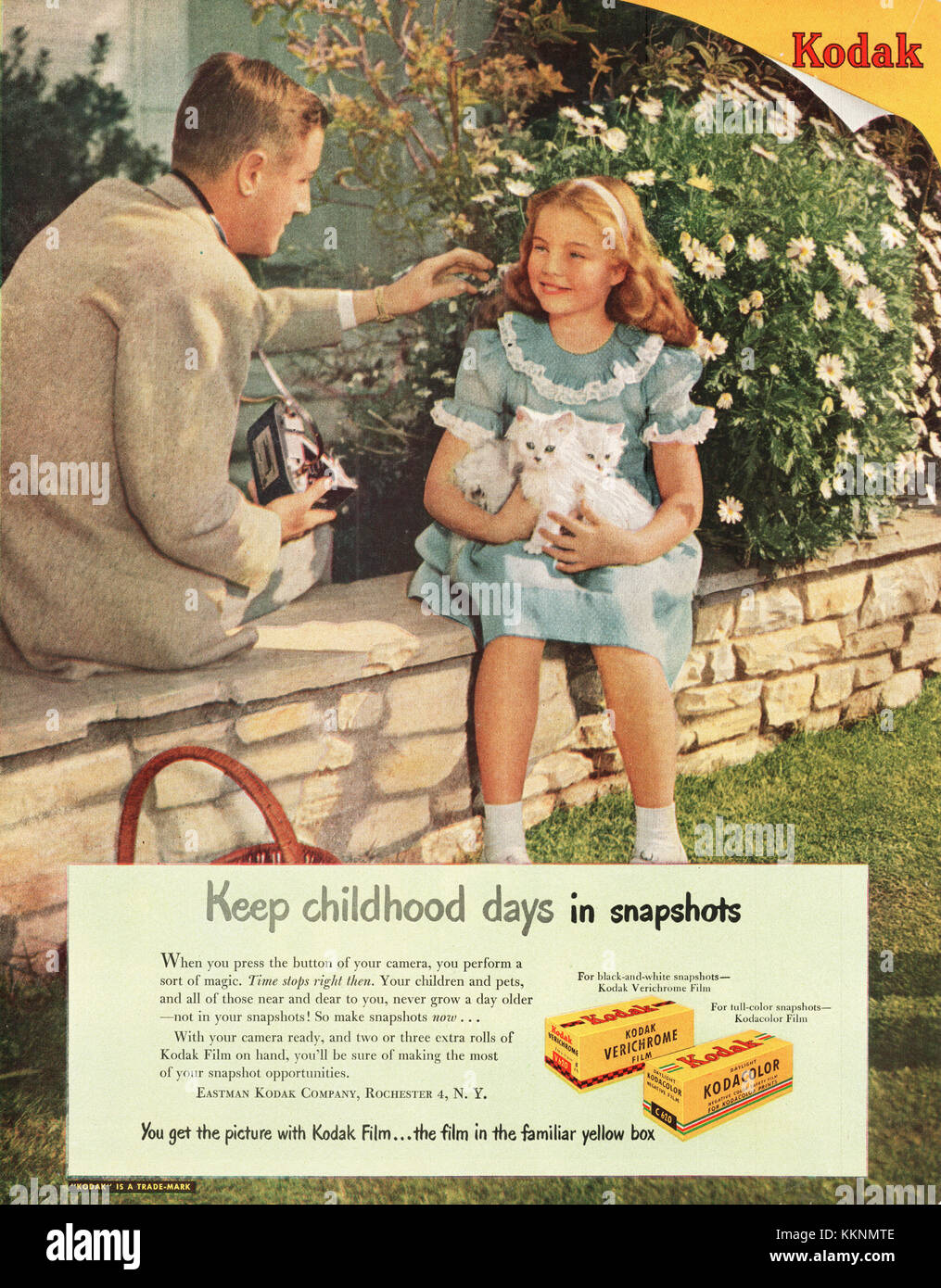 1949 US-Magazin Kodak Film Advert Stockfoto