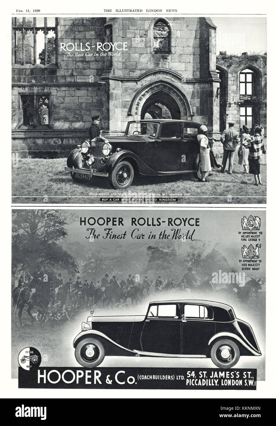 1939 UK Magazin Rolls Royce Phantom III Auto Anzeige Stockfoto