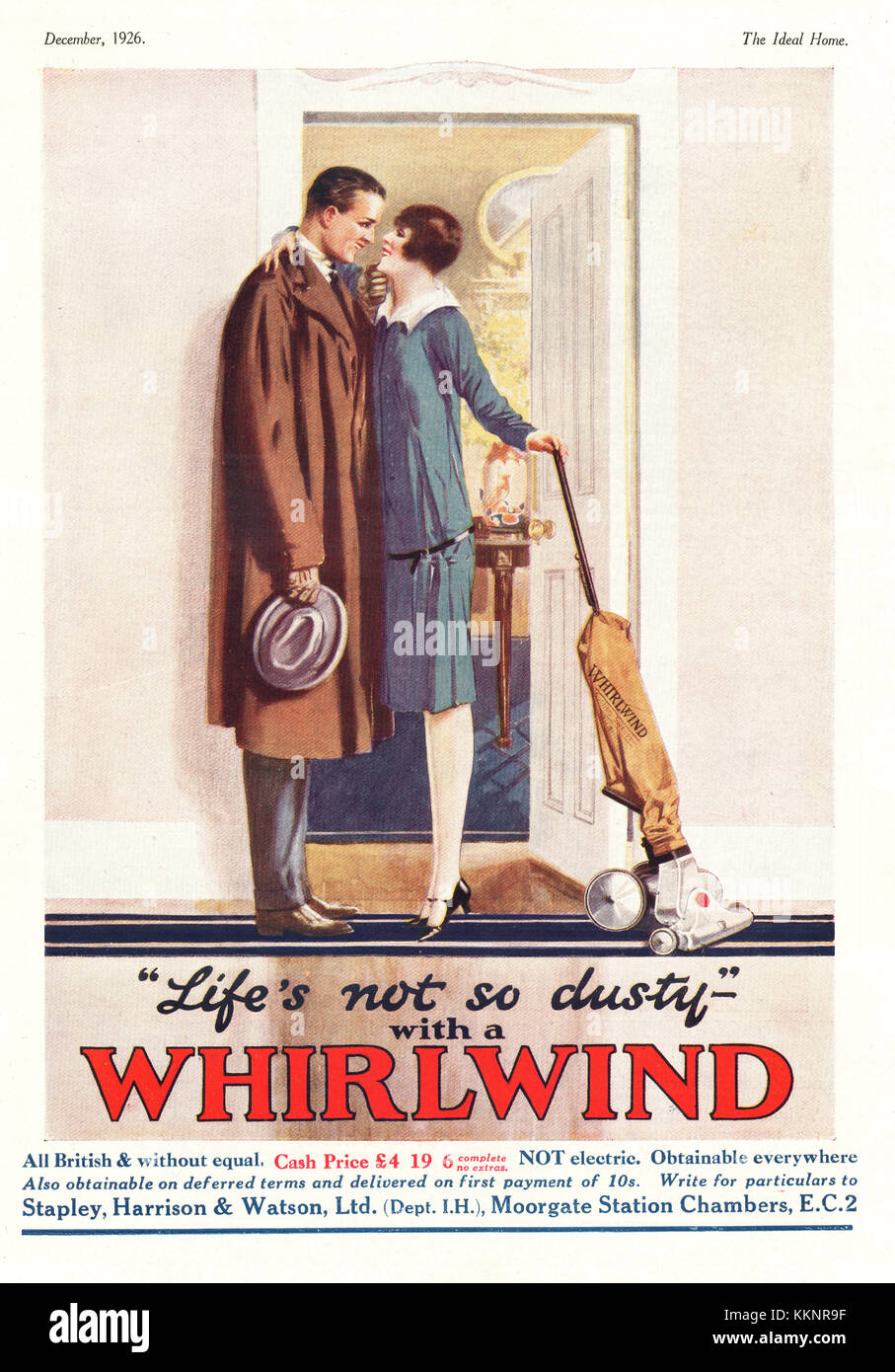 1926 Uk Magazin Wirbelwind Staubsauger Anzeige Stockfotografie - Alamy