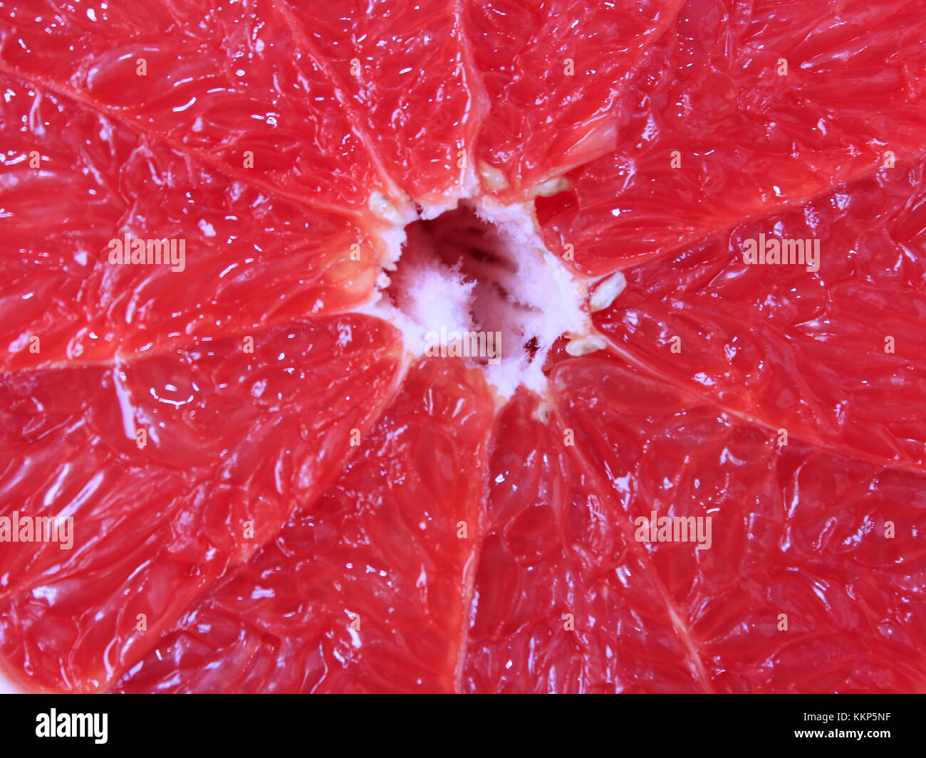 Schneiden Sie Obst Rot nützliche Grapefruit mit Loch in der Mitte Stockfoto
