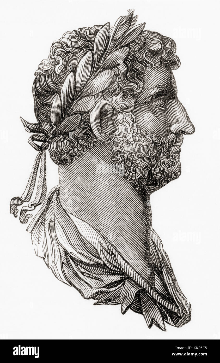 Hadrian, 76-138. Römische Kaiser. Von Station und Lock's illustrierte Geschichte der Welt, veröffentlicht C 1882. Stockfoto
