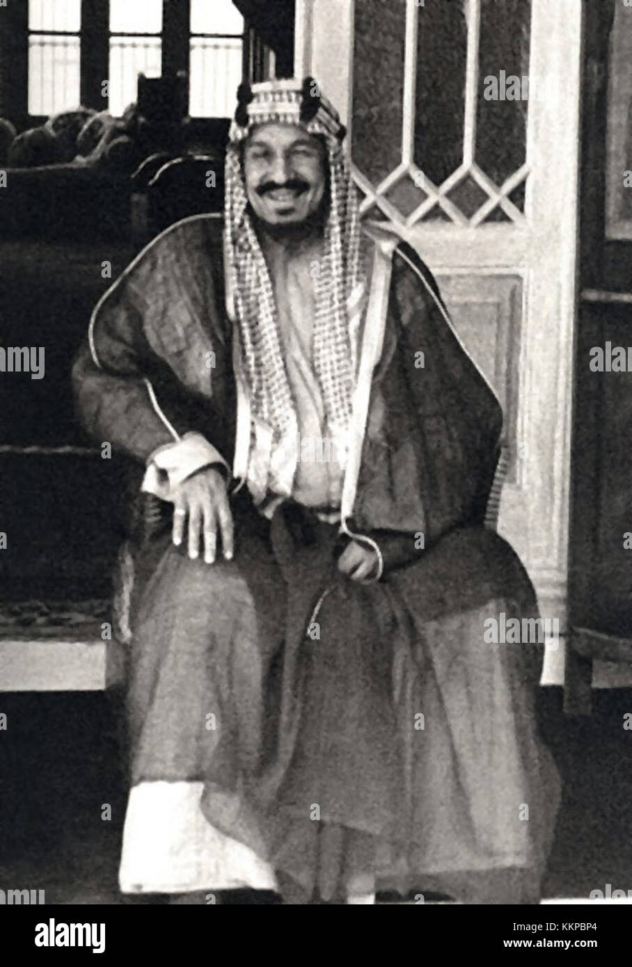 Ibn Saud war der Gründer des modernen Saudi-Arabiens, der das Königreich Saudi-Arabien gründete und eine Schlüsselrolle in seiner Entwicklung und politischen Struktur spielte. Stockfoto