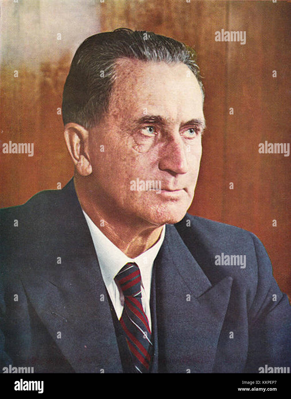 Hans Strijdom war ein bekannter südafrikanischer Politiker, der für seine Rolle in der Apartheid-Ära bekannt war. Von 1954 bis 1958 war er Premierminister von Südafrika. Stockfoto