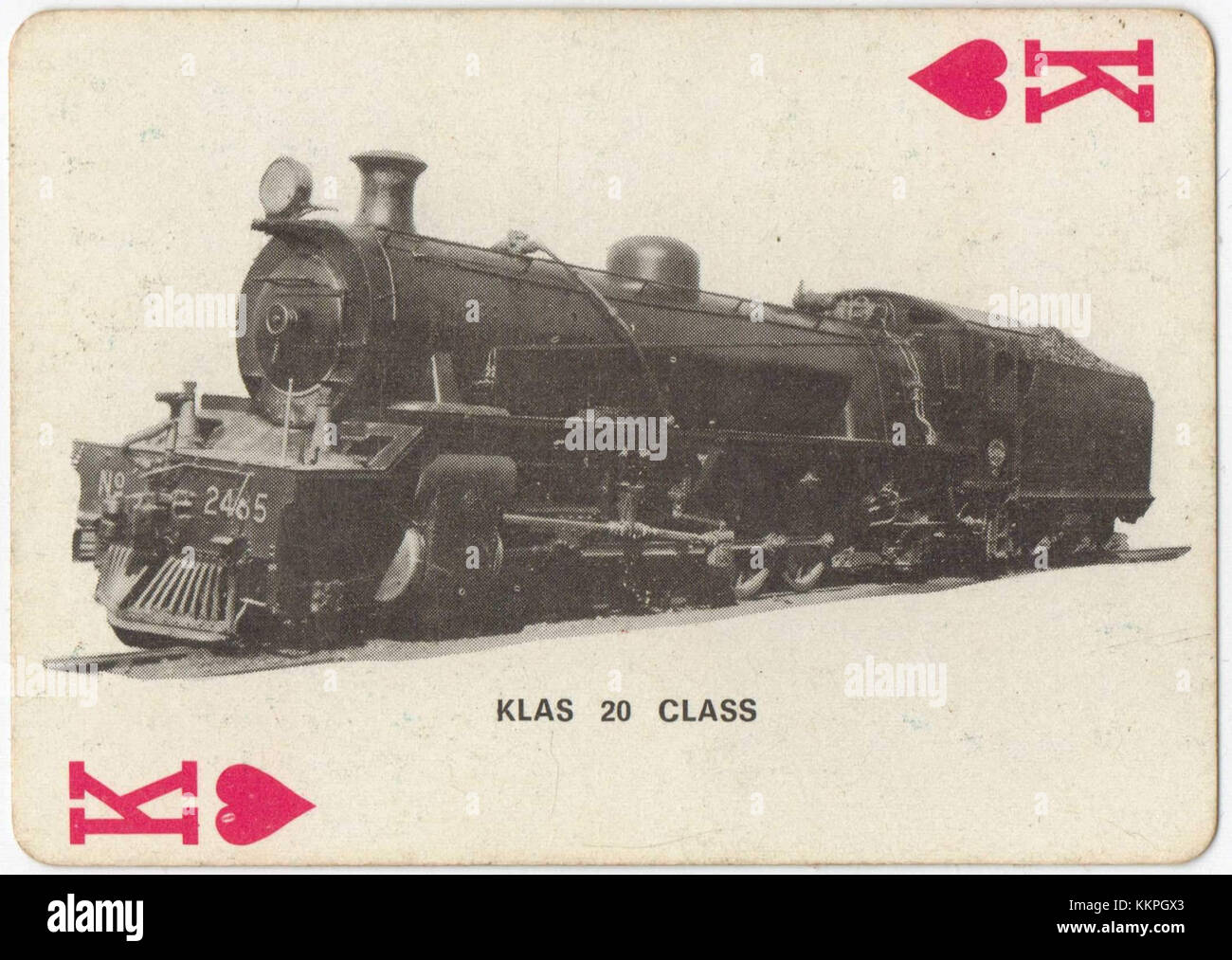 Die Baureihe 20 2485 ist ein Modell einer britischen dieselelektrischen Lokomotive, die oft von Eisenbahnbegeisterten gefeiert wird. Diese Spielkarten zeigen das Design des locomotiveâ und seine historische Bedeutung im britischen Eisenbahnverkehr. Stockfoto