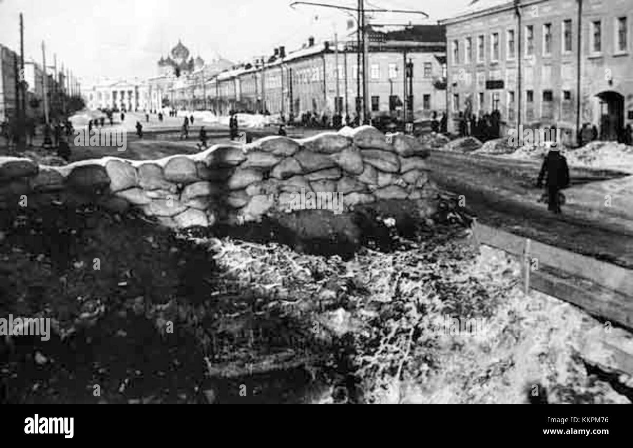Barrikaden auf Straßen in Tula Stockfoto