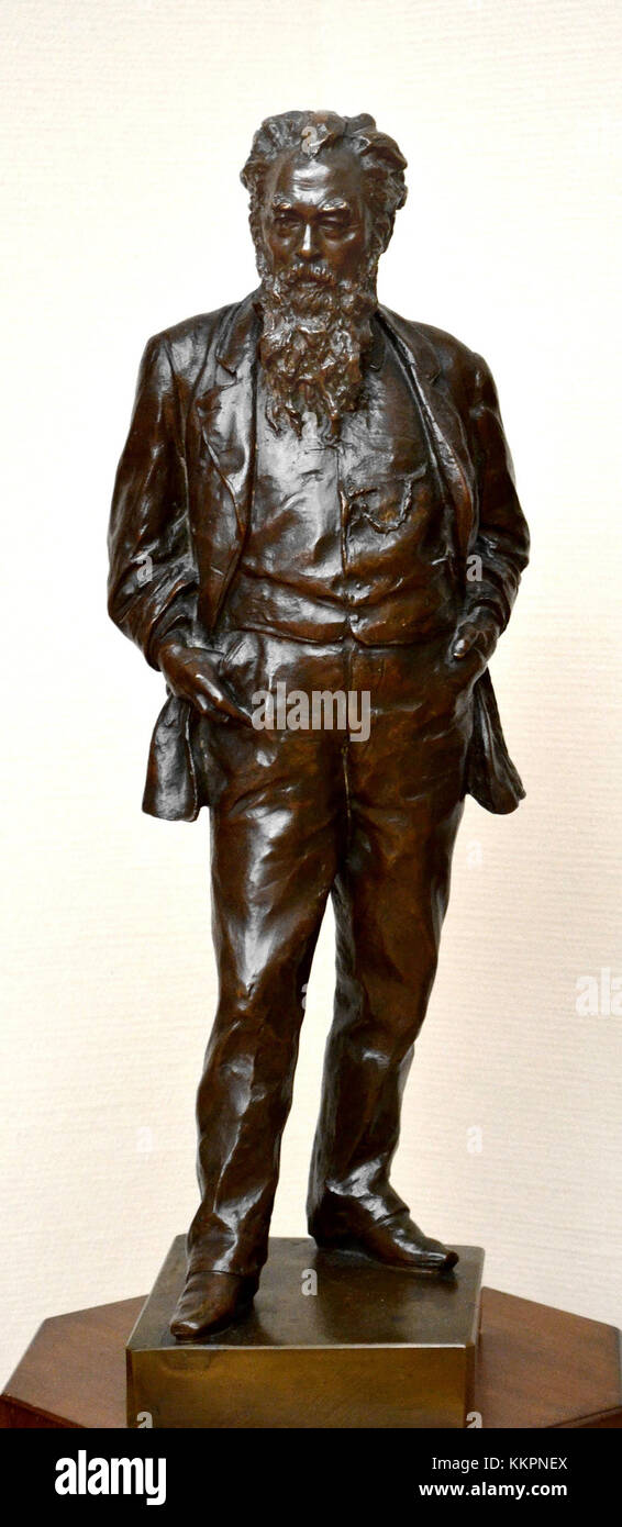 Dieses Porträt des russischen Malers Iwan Shishkin, das Ilja Guinzbourg 1892 schuf, ist eine bemerkenswerte Darstellung von Shishkins Beitrag zur russischen Kunst und seinen Landschaftsmalereien. Stockfoto